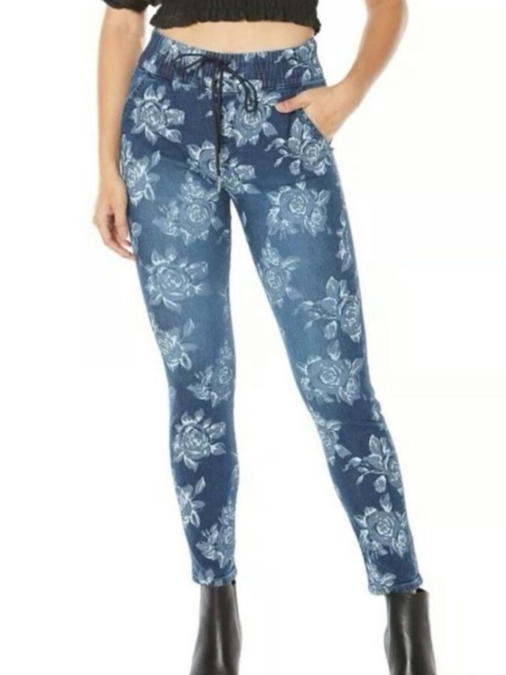 NWT Juicy Couture Laguna Floral Jogger Jeans Size 25 Blue Y2K